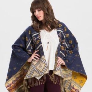 World Market Blue and Yellow Southwestern Wrap